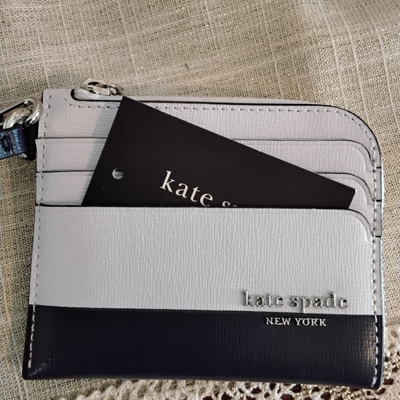 Kate Spade Deep Blue and Light Gray Wristlet